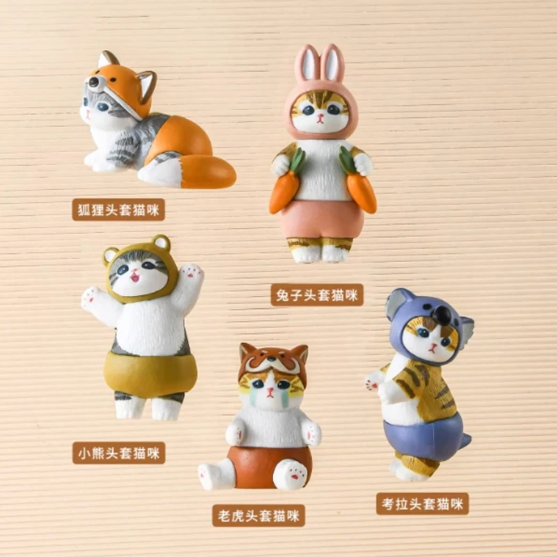 

In Stock Mofusand Cute Cat Wearing Rabbit Cover Blind Box Handmade Action Figure Toys Desktop Decoration Special Surprise Gifts