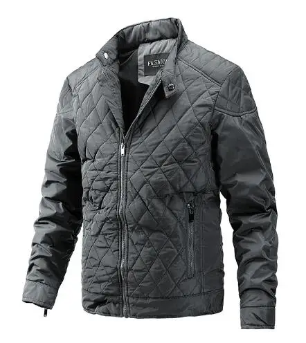 Chaqueta de béisbol acolchada para hombre, chaqueta informal de moda con rombos, ropa acolchada de talla grande para jóvenes europeos y americanos de invierno