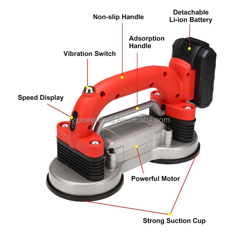 أداة تركيب البلاط كوب شفط مزدوج هزاز محمول 12000 مللي أمبير 28000 دورة في الدقيقة آلة تسوية اهتزاز البلاط