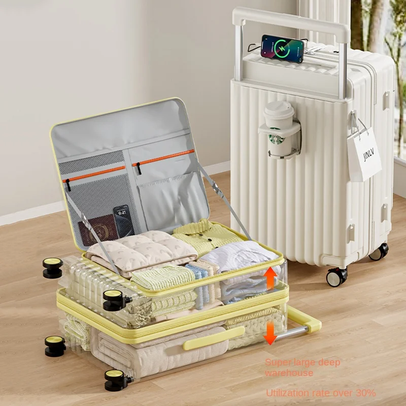 New Side-Opening Luggage Large Capacity 26-Inch Wide Handle Combination Lock Suitcase 20-Inch Carry-On Suitcase with Wheels