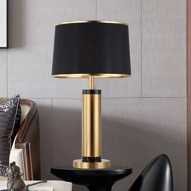 PLLY Contemporary Black Gold Table Lamp LED Vintage Creative Simple Bedside Desk Light for Home Living Room Bedroom