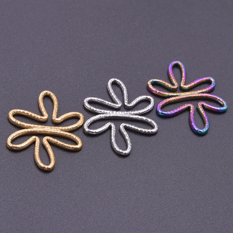 6pcs Vintage Irregular Hollow Charms Pendant for Jewelry Making Stainless Steel Flower Shape Charm DIY Necklace Handmade Craft