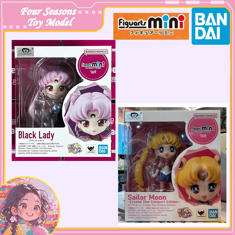 Transporte rápido bandai anime figuarts mini marinheiro lua preto senhora 30th aniversário modelo original brinquedos figura de ação presente das crianças