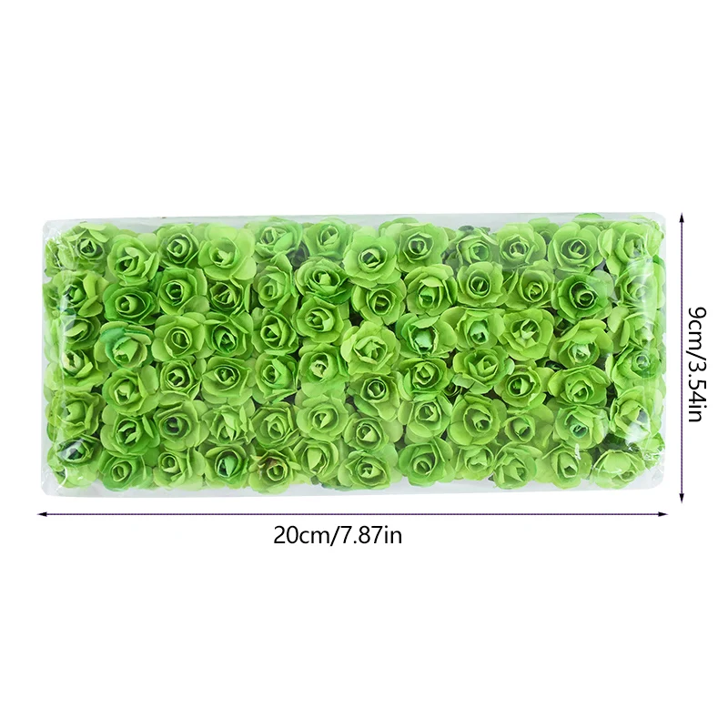 144/288Pcs 2cm Mini Paper Rose Artificial Flower Heads Bouquet For Wedding Artificial Rose Flowers DIY Scrapbooking Supplies