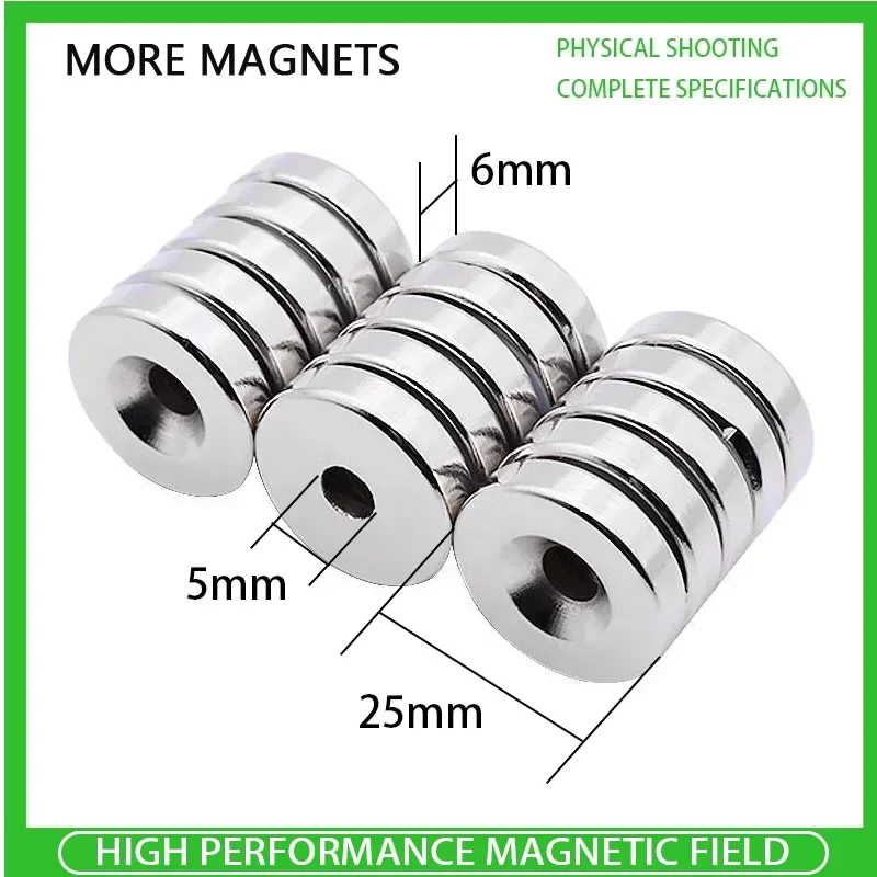 

2/5/10/20Pcs 25x6-5mm Small Round Super Strong N35 Search Magnet Countersunk Neodymium Magnet Disc Imanes Fishing Magnet