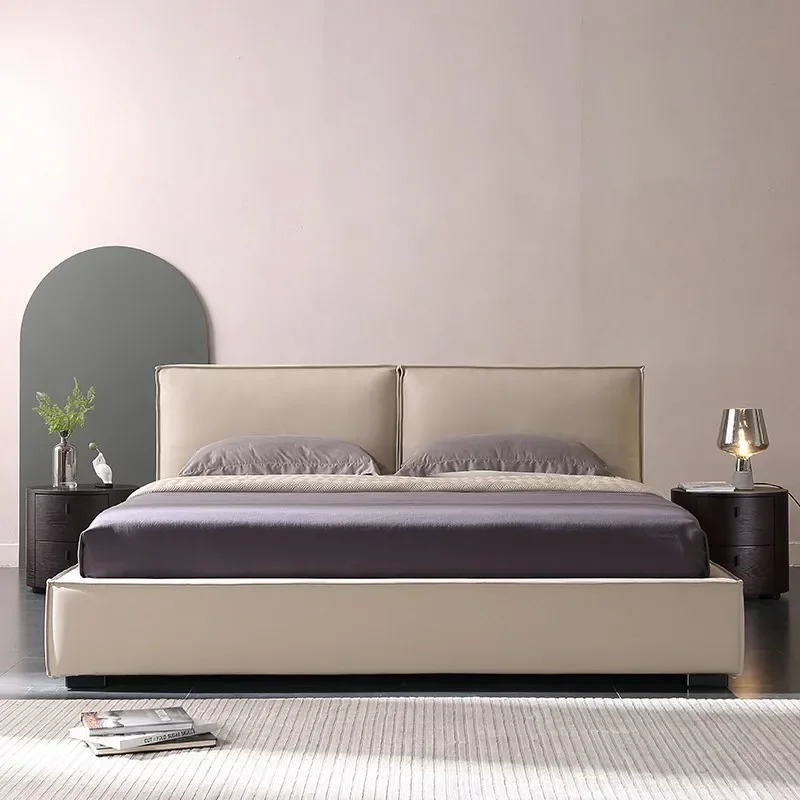 Villa flat wedding bed Italian minimalist soft bag white 1.8 meters double bed