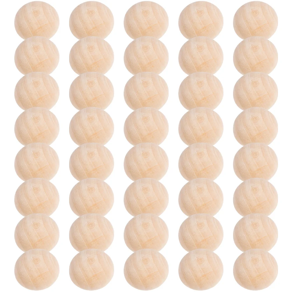 

200 Pcs Wooden Beads DIY Boxwood Ball Hanging Half Mini Hemisphere Craft Ornament Unfinished Balls Natural