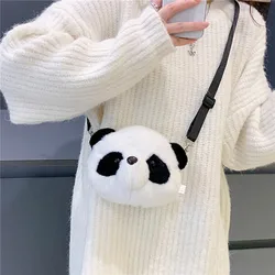 Urocza pluszowa Panda torba Crossbody damska zimowa torba ciepły, puszysty mobilna etui na telefon kreskówkowa damska torebka podróżna nowość