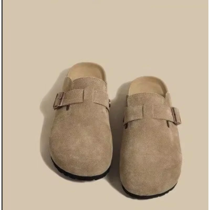 Designer Fashion Women's Suede Mules Slippers Clogs Cork Insole Sandals with Arch Support Outdoor Beach Slides Home Shoes 35~43