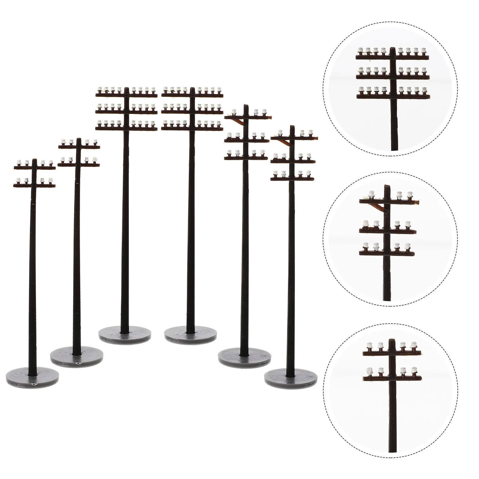 6 Pcs Cones Mini Telephone Pole Telegraph Poles Miniature Model Fake Models Child Electric for