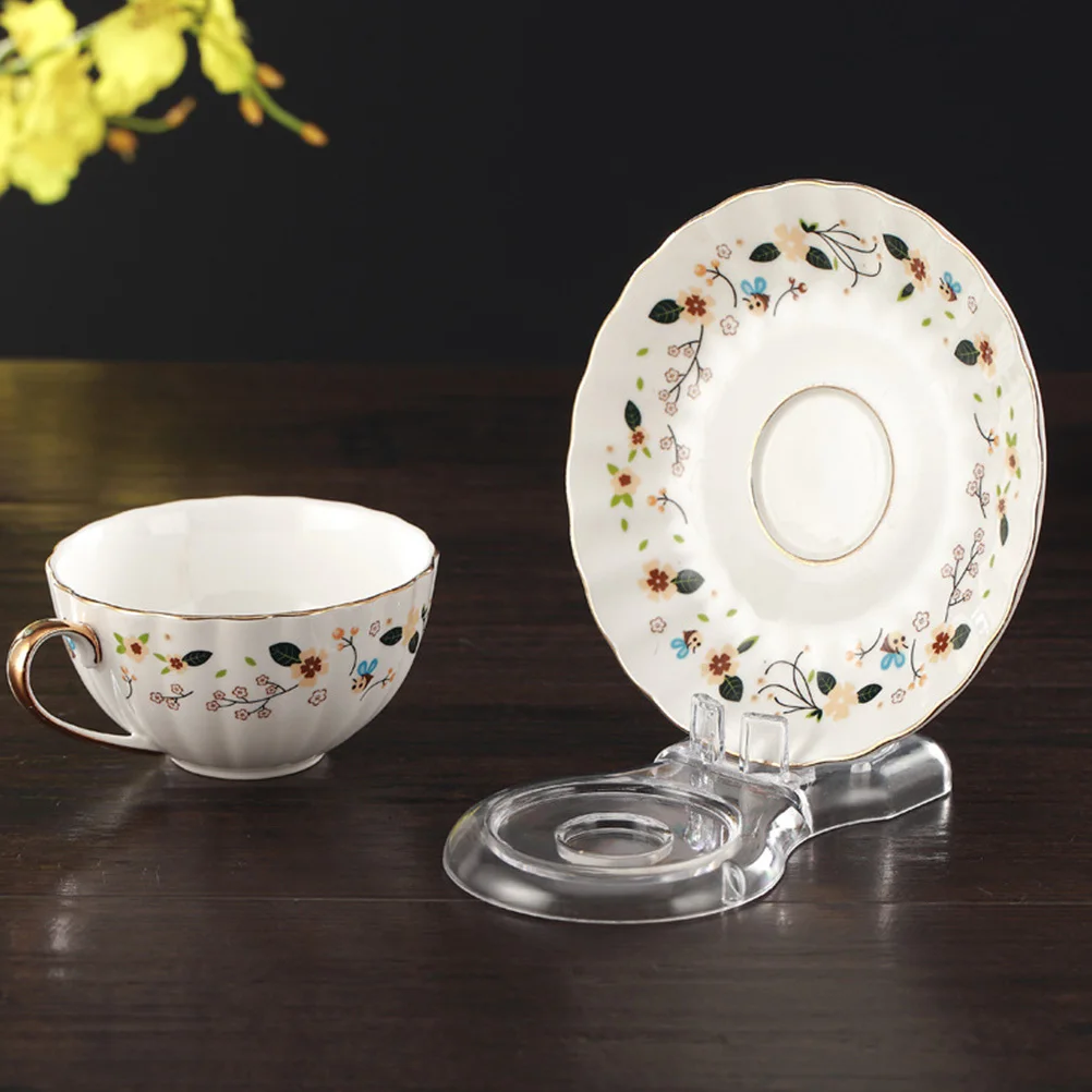 

Acrylic Display Stand Round Plate Holder Saucer Easel Small Plate Stand for Home Office Wedding Party Dish Display Rack