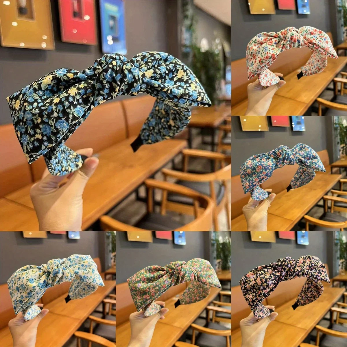 

Elegant Vintage Floral Headband with Cross Knot Design Wide Non-Slip Band for Women Girls Daily Styling