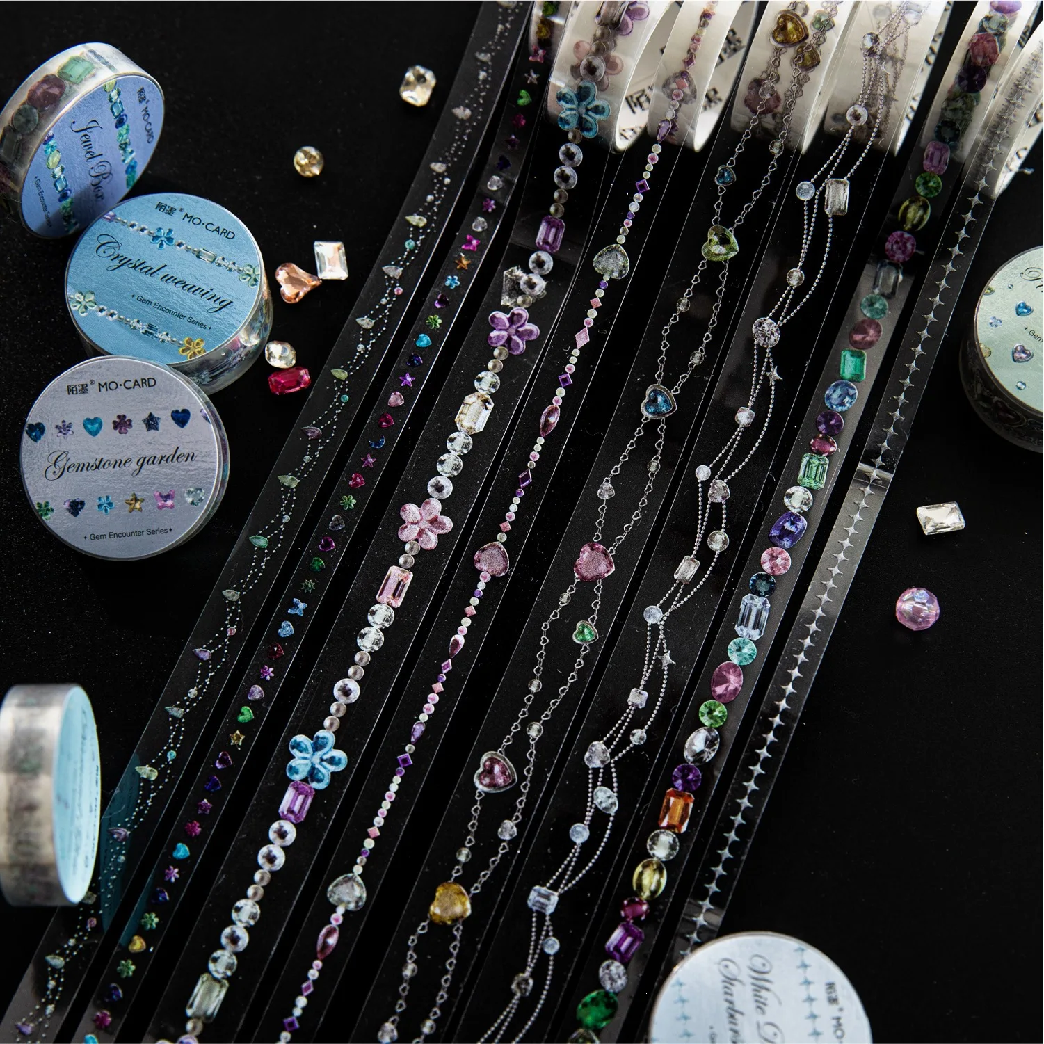 1roll Stickers Kawaii Gemstone Diamond Series Retro Sticker Book Diy Handmade Scrapbook Aesthetic Stationery