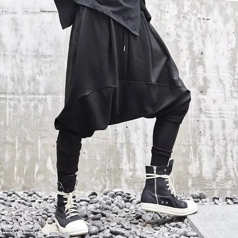 Singer Stylist Men's Stage Style Classic New Hair Dark Hanging Crotch Stitching Japanese Loose-Fitting Casual Pants