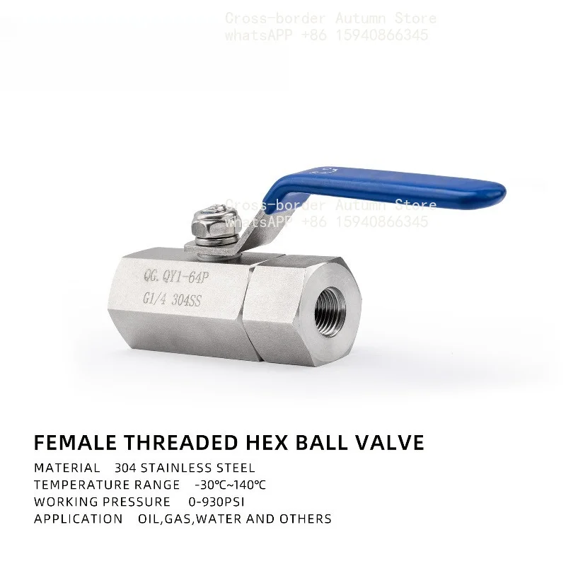 304 Q11F-64P hexagonal air source double inner wire ball valve, instrument internal thread valve switch