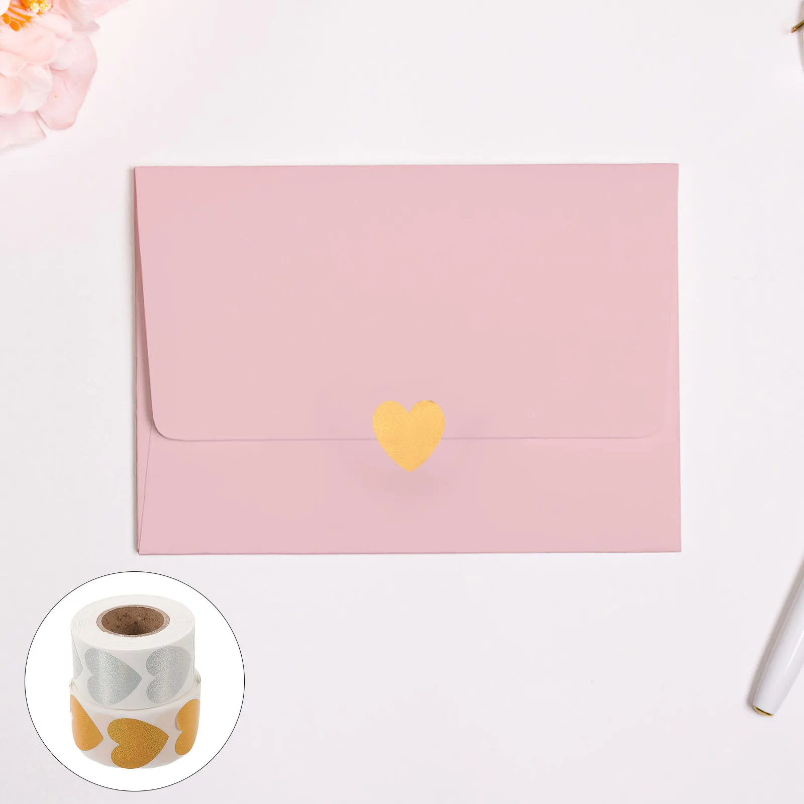 

2 Pcs Labels Love Stickers Heart Shaped Self-adhesive Sealing Envelope Seals Embosser Anniversary