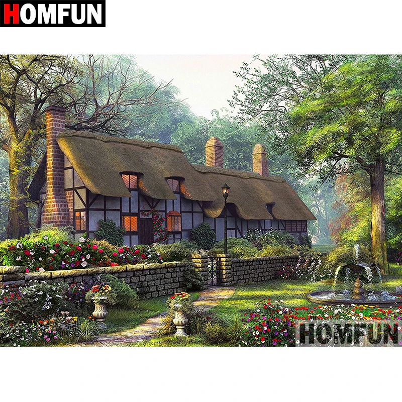 

HOMFUN 5D DIY Diamond Painting Full Square/Round Drill "House scenery" Embroidery Cross Stitch gift Home Decor Gift A08420