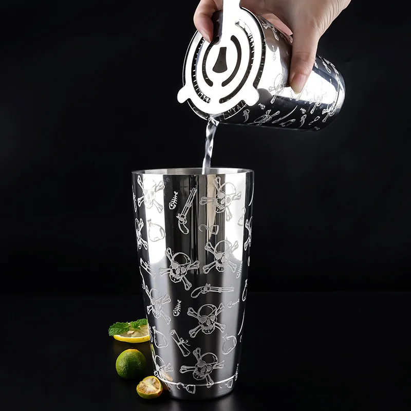 304 Stainless Steel Boston Shaker Bar Shaker with different Surface Finish -2 Piece Cocktail Shaker, 830ml＆530ml