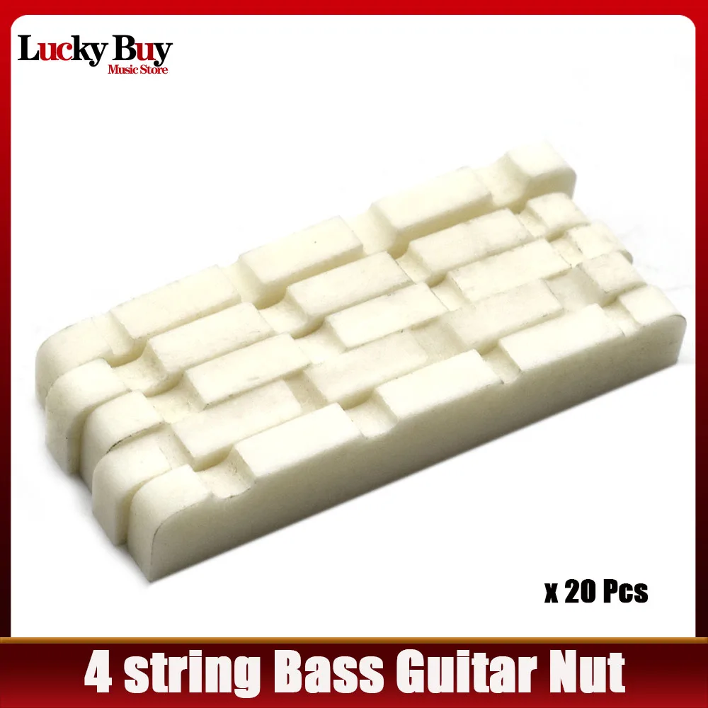 20 unidades de Nueces de Hueso Preperforadas de Fondo Plano para Bajo de 4 Cuerdas PB JB Precision Bass Jazz Bass, 38x3.5x5/4.5mm
