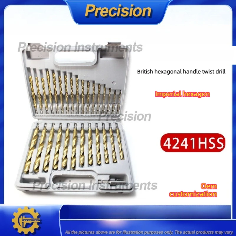 2026 HSS 30Pc TiN Coated Hex Shank Drill Bit Set Imperial Solid Twist Drill Collection for Metal Wood