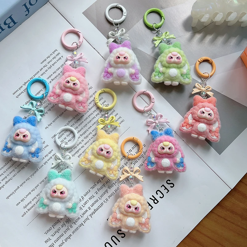 Mini Baby Three Flocking Keychain Trendy Doll Figures Key Chain