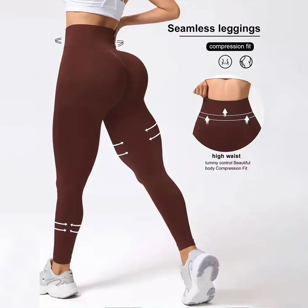 Spring And Autumn High Waist Yoga Pants For Women Brown Sexy Butt Lifting Tummy Tight Pants High Elastic Pilates Workout Pants