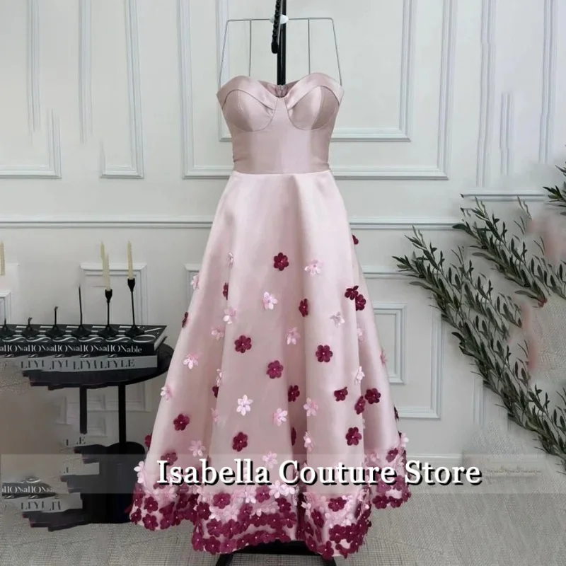 

Isabella розовые атласные вечерние платья милое вечернее платье без рукавов трапециевидной формы с аппликациями длиной до пола, платье для выпускного вечера женское по индивидуальному заказу