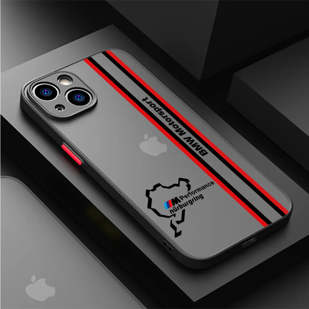 Phone Case for iPhone 14 Pro SE XR 13 Mini 7 8 Plus 11 Pro XS Max 15ProMax 12 Matte Cover M Power-B-MW-Car Shockproof Back