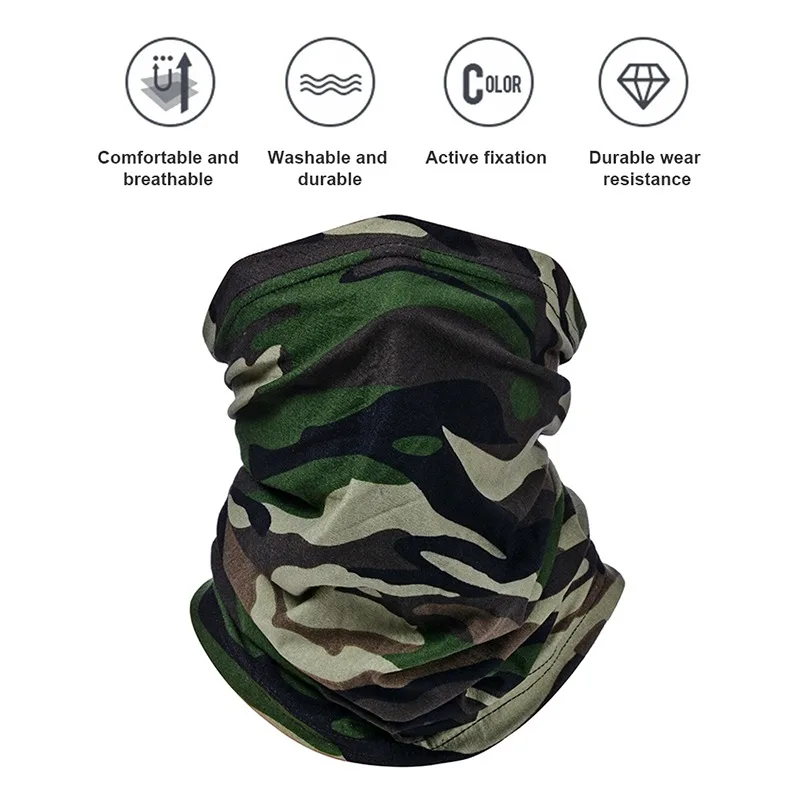 Outdoor Proteção UV motociclista Capa Lenço, Balaclava Bandana, Seamless Magia Headband, Camuflagem Pescoço Gaiter, Face Capa Headwear