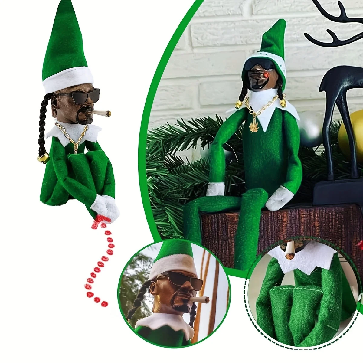 1pc, Festive Stoop Christmas Elf Resin Doll Ornament - Perfect HolidayGift for Family and Friends