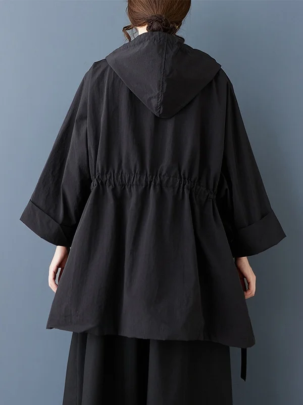 K Lazy Sle – vêtements de travail mi-longs à capuche, automne-hiver, cape ample, manteau couché à la taille, polyvalent pour dames