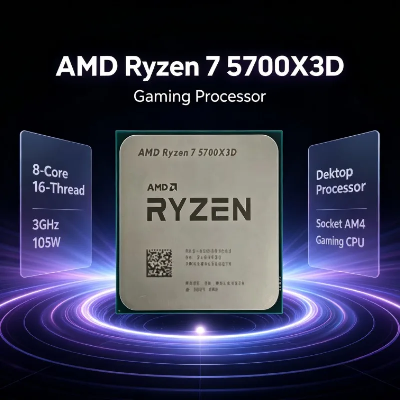 AMD Ryzen 7 R7 5700X3D Socket AM4 Processor 8-Core 16-Thread 3.0GHz Up to 4.1GHz 105W DDR4 Desktop CPU