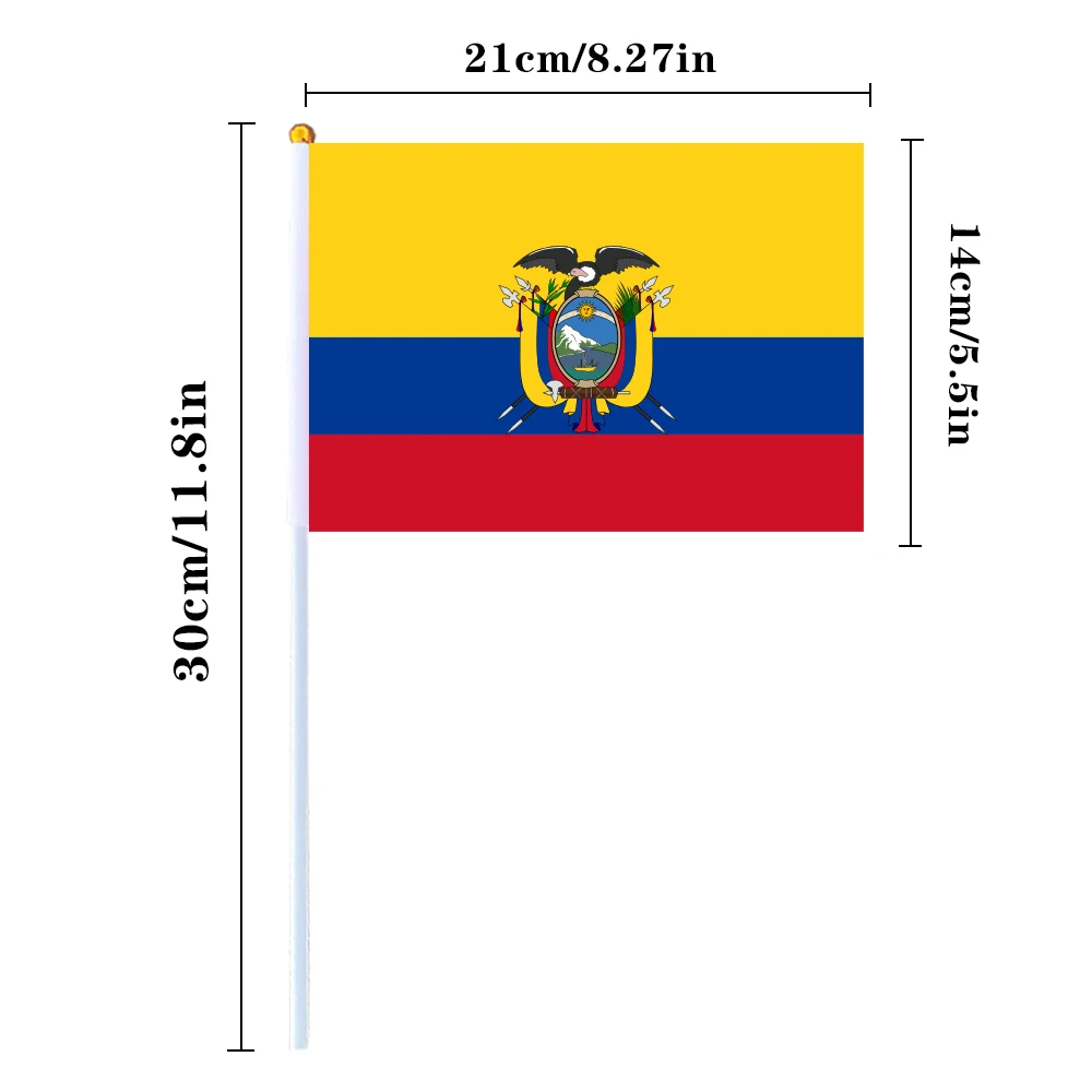 CYPOMELO Flag  Ecuador national flag 14 * 21cm Ecuador nationa small holding waving flag indoor and outdoor home decoration