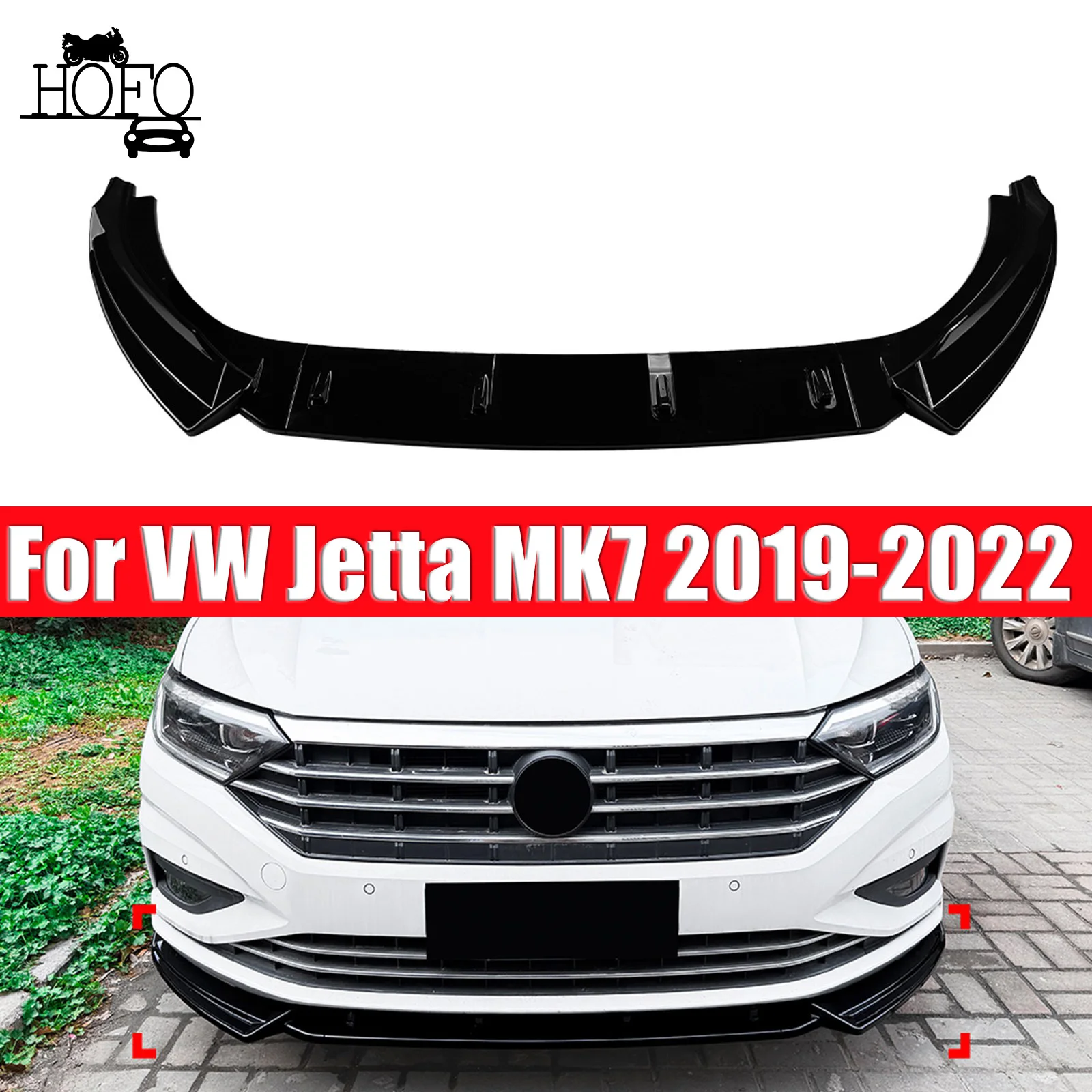 3 Piece Front Bumper Spoiler Lip Splitter Body Kit For VW Jetta MK7 2019-2022