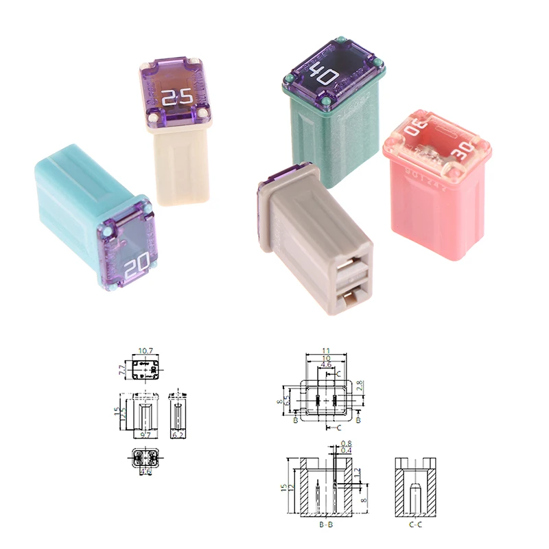 New Mini Square Fuse 15A 20A 25A 30A 40A PEC Automotive Car Fuse Tube Waterproof Fuse Box For Socket