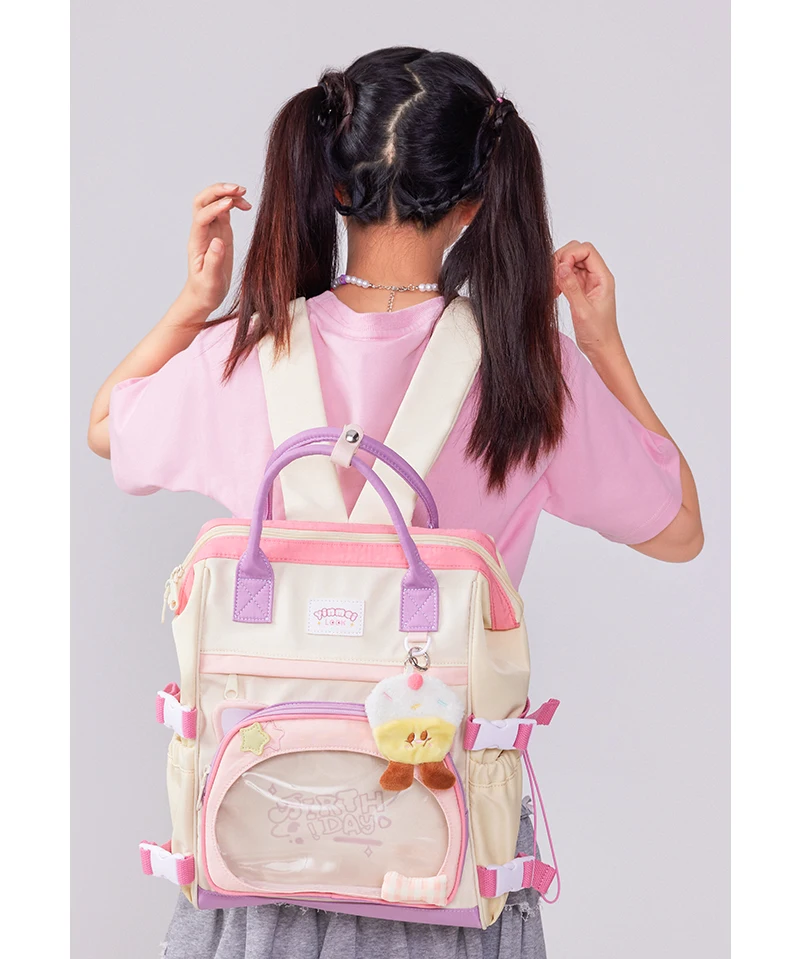 Rucksack für Damen, 2025, neue große Kapazität, leichte Reisetasche, College-Studenten-Computertasche, süße süße Cartoon-Katzenohren, Lta-Tasche
