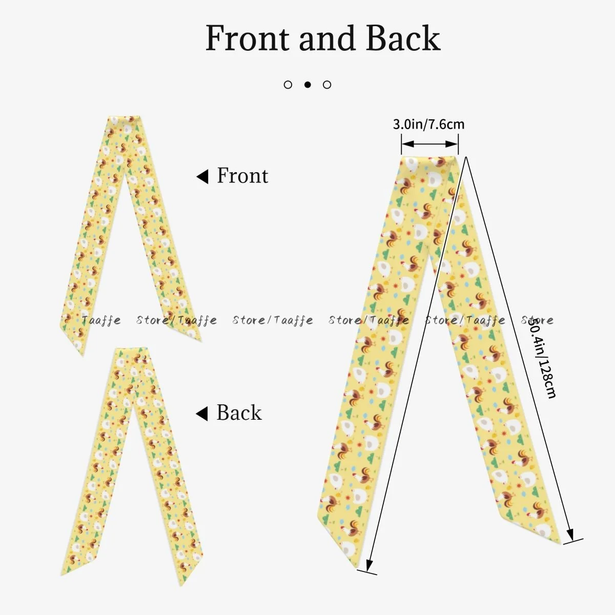 Fake Silk Scarf Women Hair Band Cartoon Chicken Headdress Accessories Lady Scarf Ribbon Neck Ties for Bag