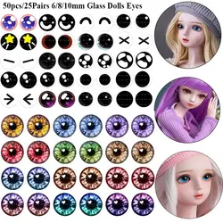 50PCS/Set 6/8/10mm Doll Eyeballs Dolls Eyes DIY Crafts Eyeballs for Dinosaur Animal Cat Eyes Gem Children Toys Dolls Accessories