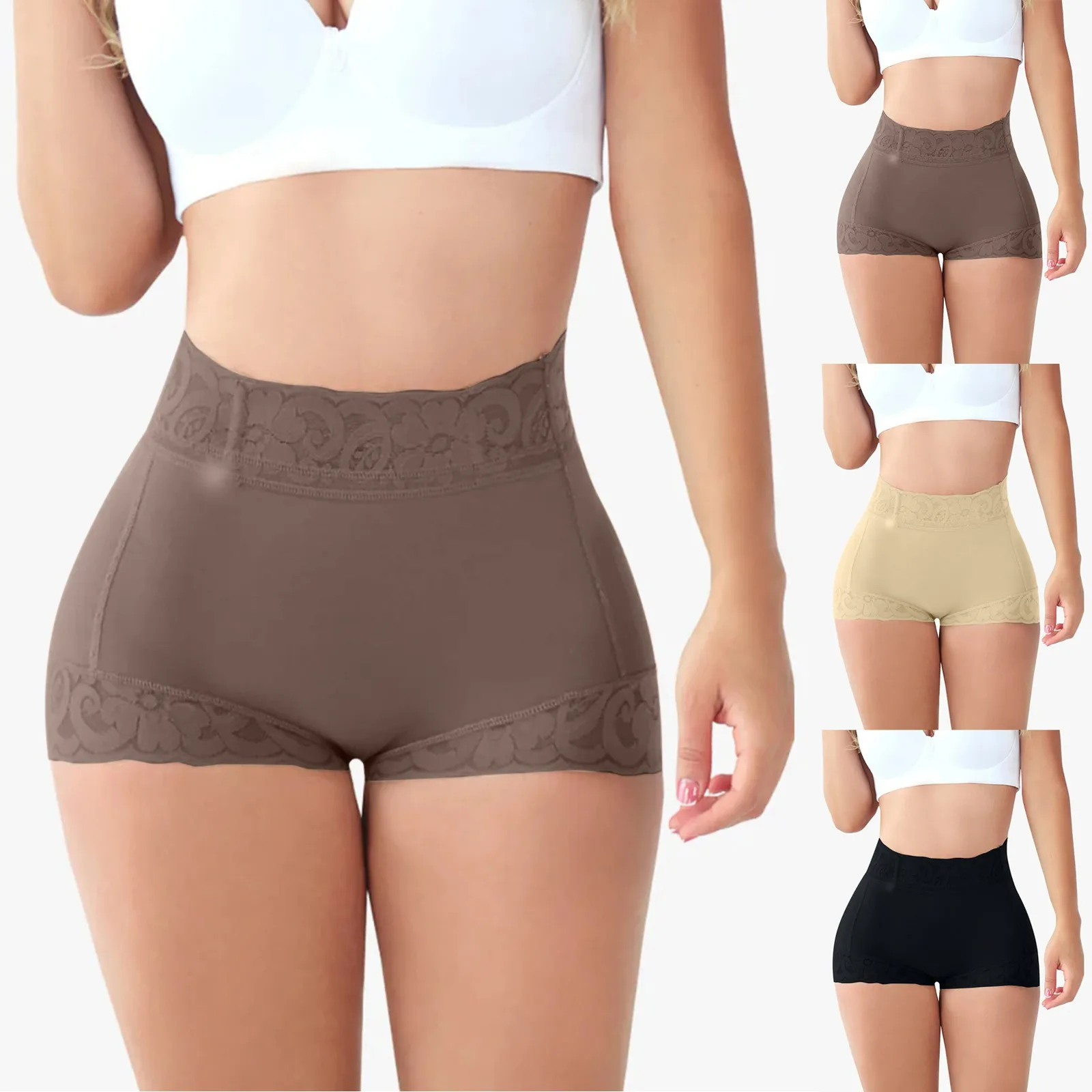 Levantador de bumbum cintura alta para mulheres, calcinha emagrecedora, roupa interior sexy, shaper do corpo de renda, calças justas modeladoras, 2024