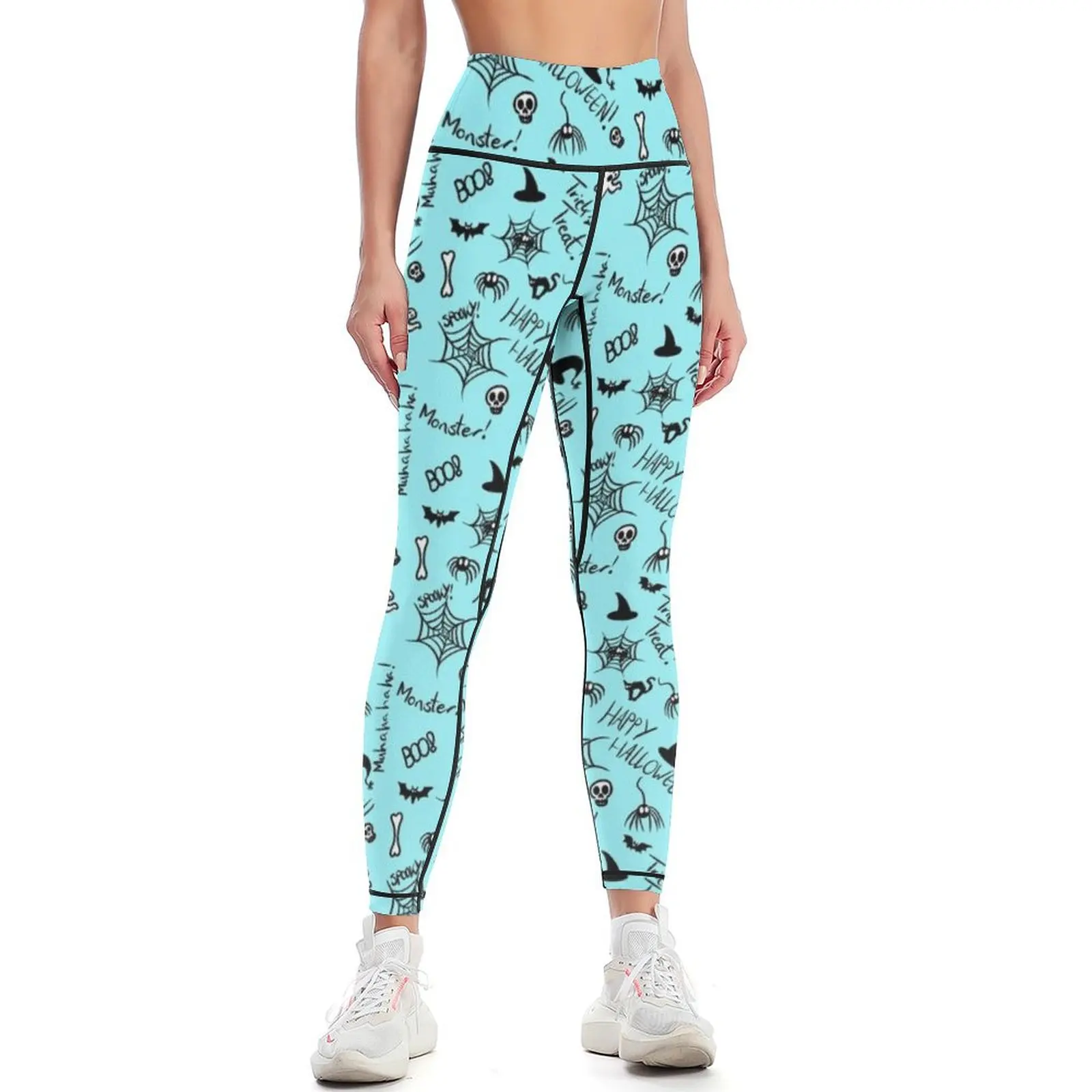 

Halloween Pattern (blue) Leggings Sweatpants gym's sportswear Womens Leggings