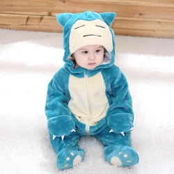 Pokemon Snorlax Pikachu Baby Jumpsuit Cute Pajamas Clothing Newborn Baby Jumpsuit 0-3 Years Old Cosplay Hooded Children'S Wear