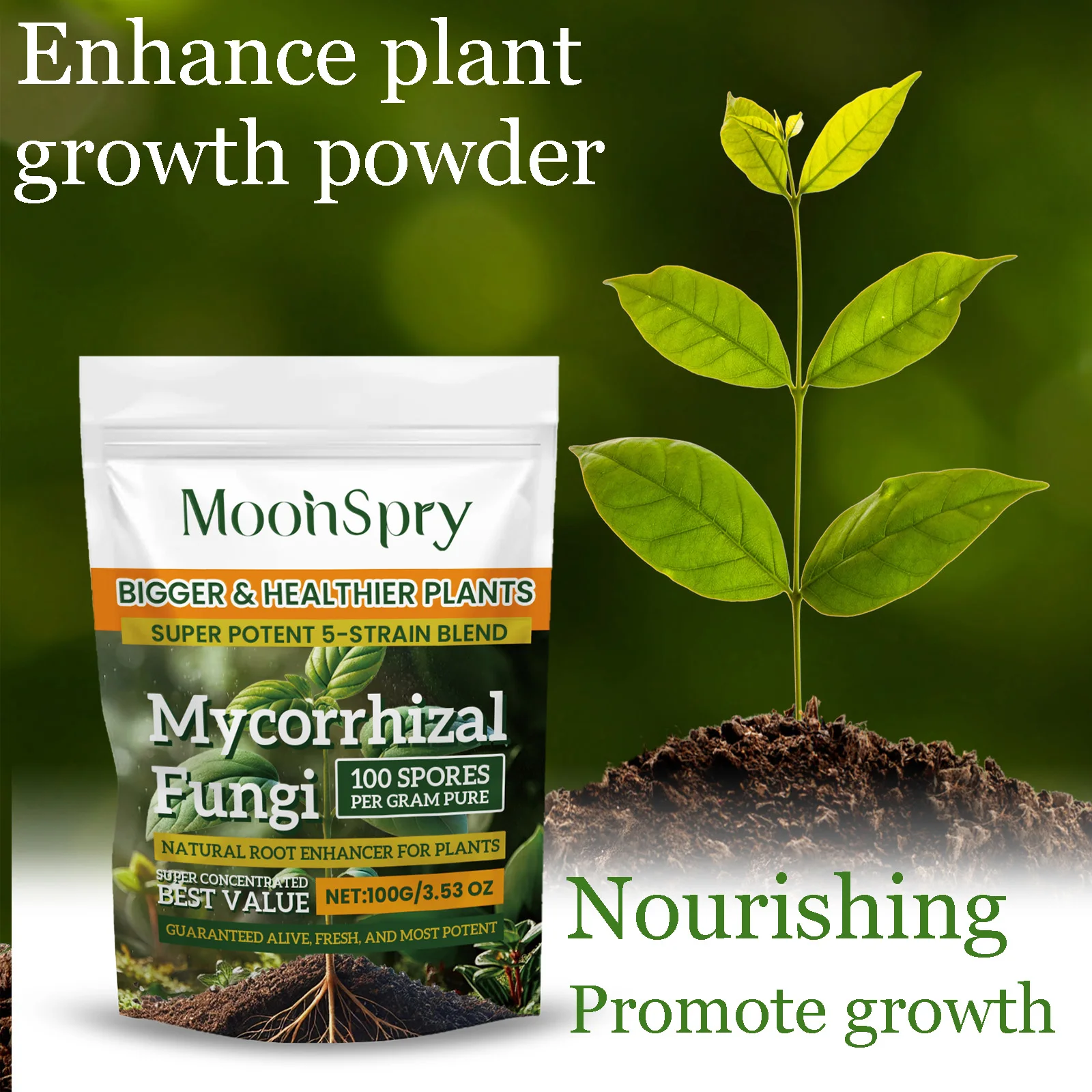 Moonspry Natural Plant Root Enhancer Powder Promote Growing Bigger & Healthier Plants Improve Absorbing Plant Fertilizer Powder
