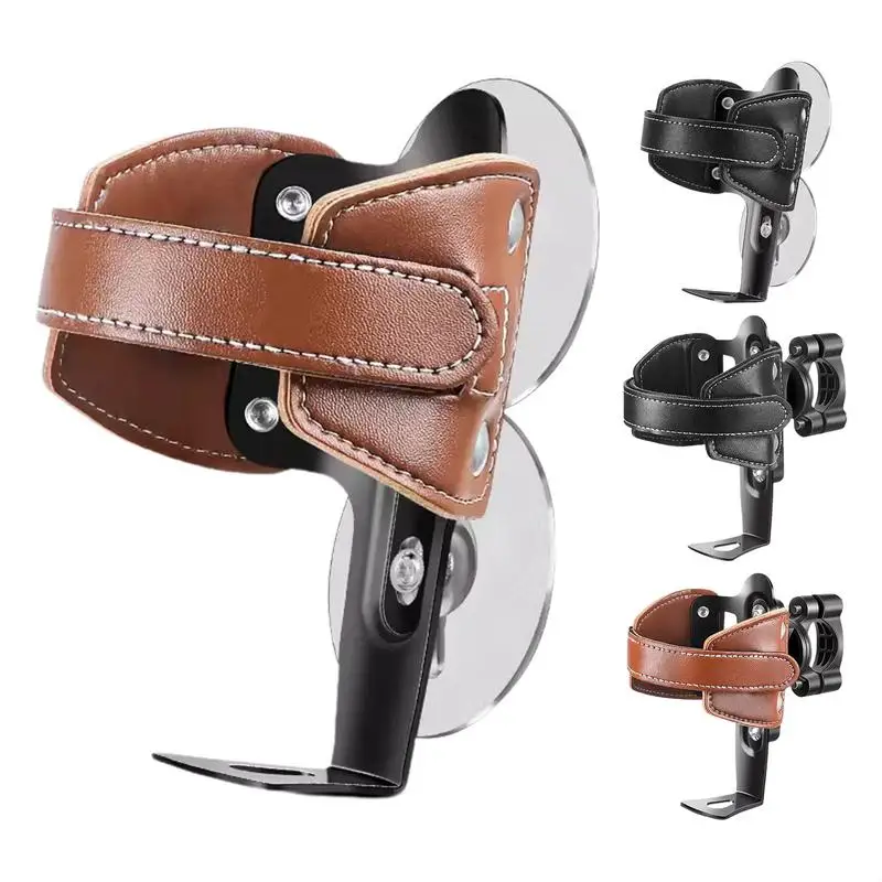 Motorcycle Leather Cup Holder Ebike Water Bottle Holder Coffee Cup Holder Punch Free Kettle For Electric Bicycles Motor Bikes