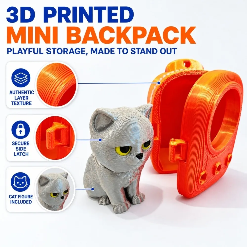 PLA 3D Printed Keychain Vibrant Shades Rigid Shell Mini Backpack Pendant Lightweight Build Vivid Trendy Bag Charm Trendy Youth