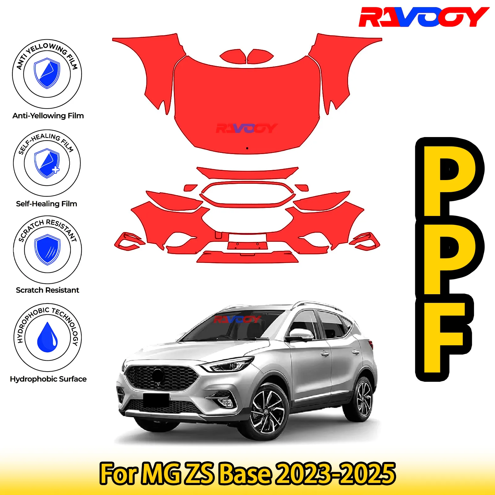 

Для MG ZS Base 2023-2025 глянцевая матовая черная предварительно вырезанная передняя защитная пленка PPF Kit