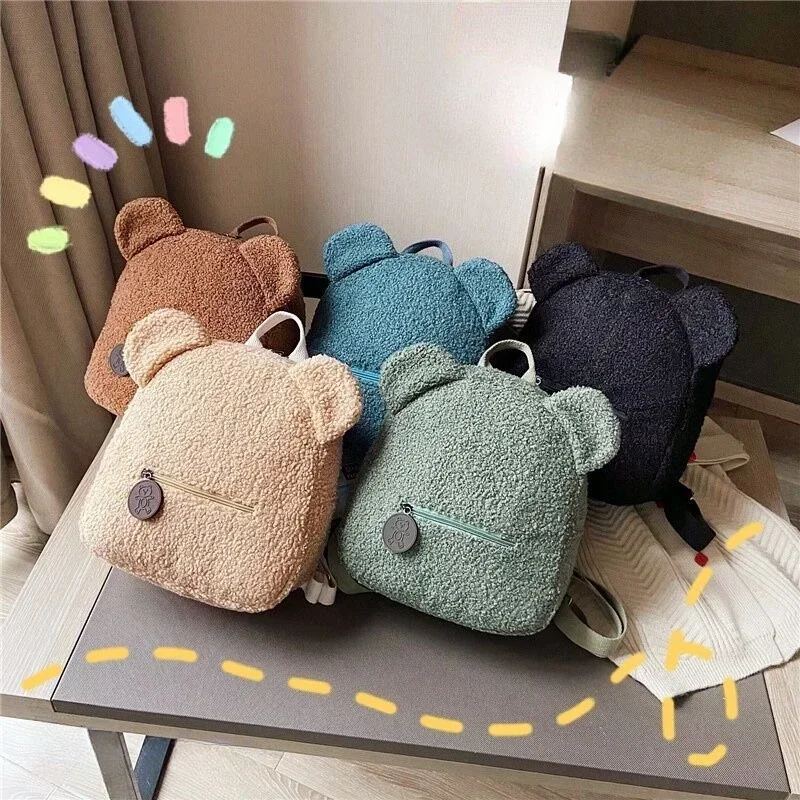 2024 Kids Cute Plush Bags Portable Women Lovely Bear Backpack Teenage Girls Small Bag Children's Bear Shaped Rucksack