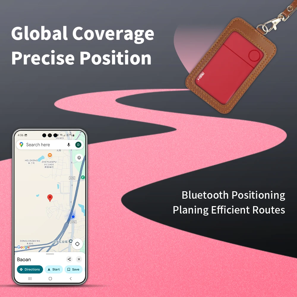 بطاقة تتبع بلوتوث للشحن اللاسلكي RSH، علامة ذكية صغيرة تعمل مع Google Find Hub Wallet Item GPS Finder (Android فقط)