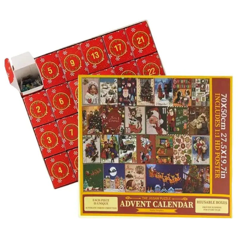 

Christmas Advent Calendar Jigsaw Square Jigsaw Toys Kids Educational Challenge Entertainment Calendar Puzzle For Kids Children