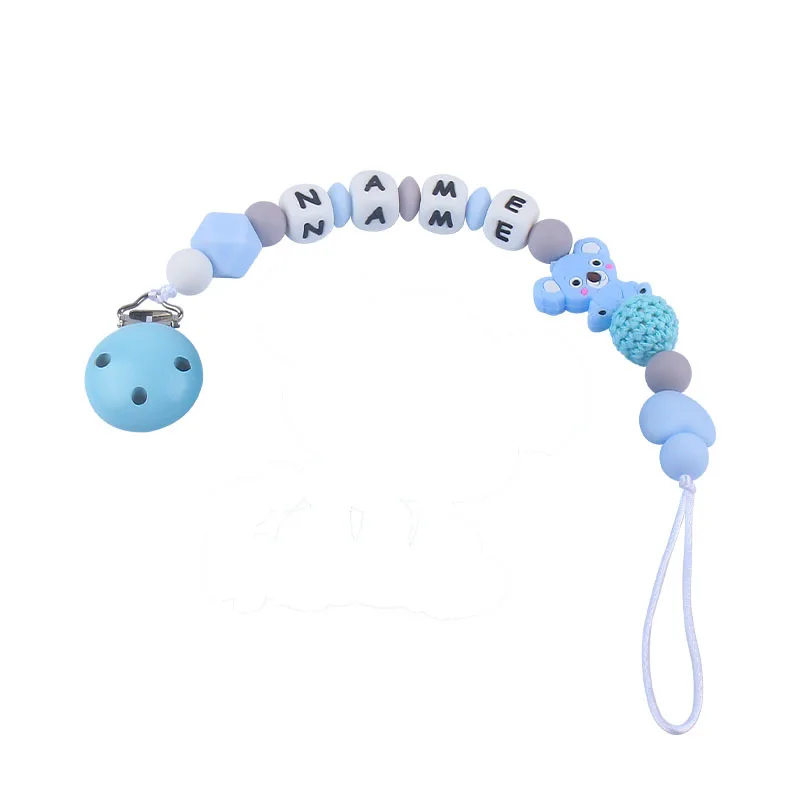 INS Baby Pacifier Clip Koala Personalize Name Custom Newborn Dummy Nipple Holder Chain Babies Accessories Pendant