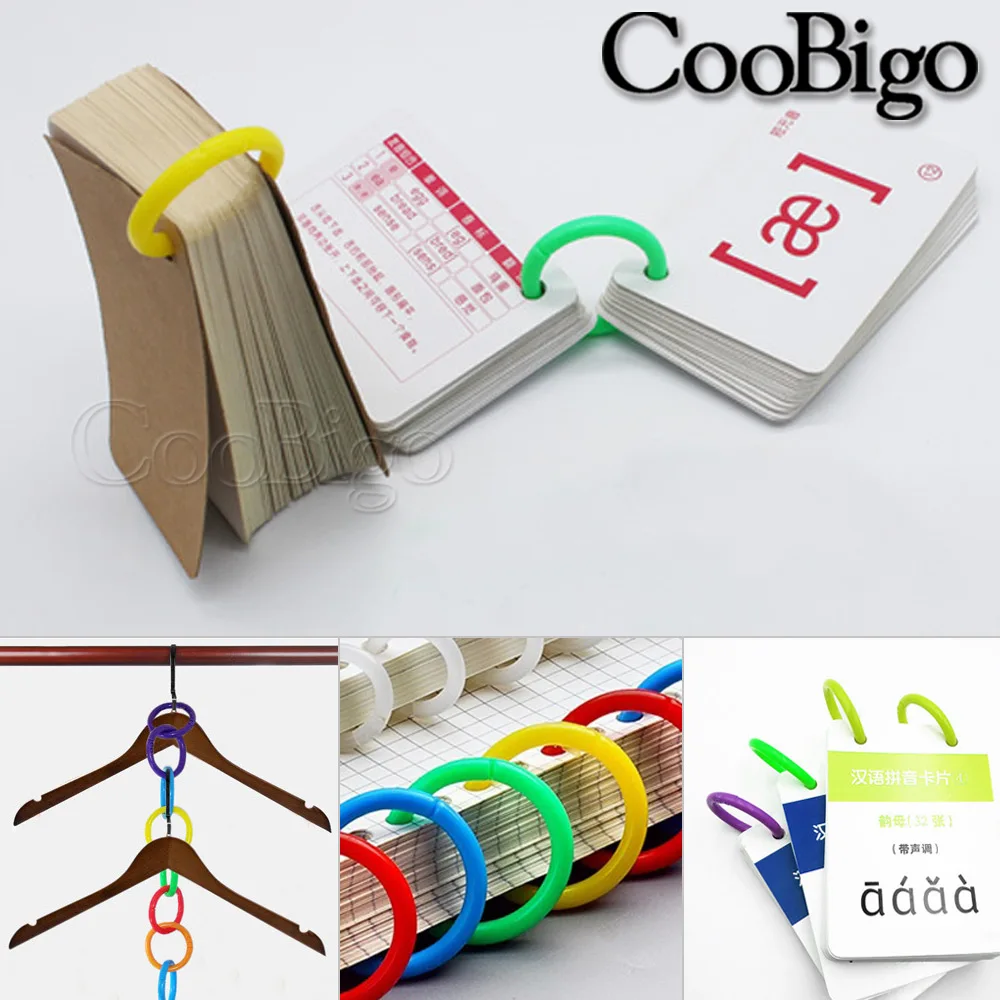 50pcs Loose-Leaf Binder Ring O Rings Plastic for Notebook Key Calendar Album Office DIY Supplies Colorful Inner Dia 28mm